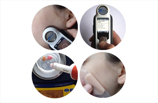 E-SKIN 스캐너로 귀 주변 피부색 측정